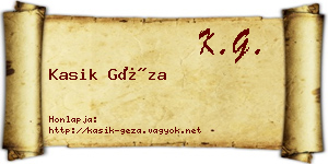 Kasik Géza névjegykártya
